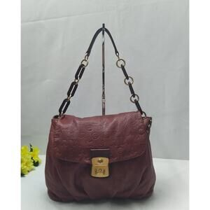 Marc By Marc Jacobs Brown Leather Push Lock Flap Closure Chain Strap Hobo Bag